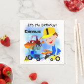 Serviette En Papier Chariots de construction 1er Anniversaire Papier s (En situation)