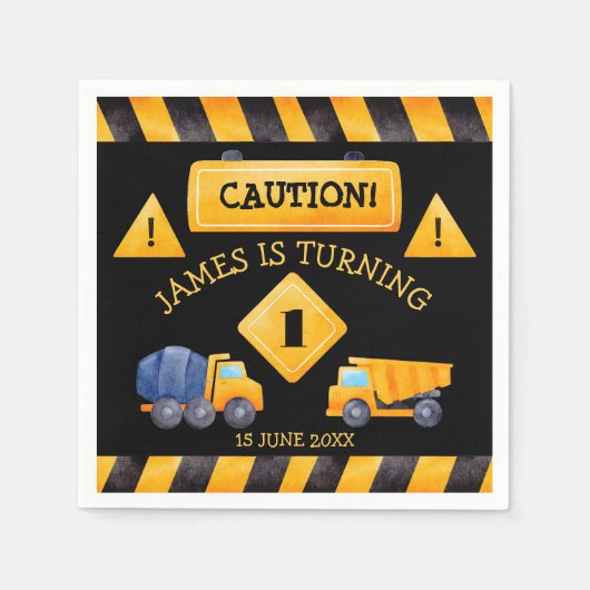 Serviette En Papier Chariots de construction fête d'anniversaire (Devant)