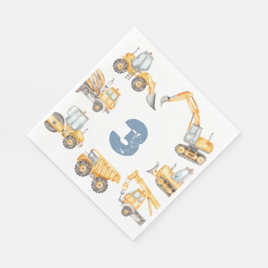 Serviette En Papier Chariots de construction fête d'anniversaire (Coin)