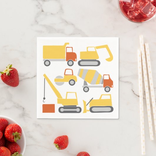 Serviette En Papier Chariots de construction pour fête d'anniversaire (En situation)