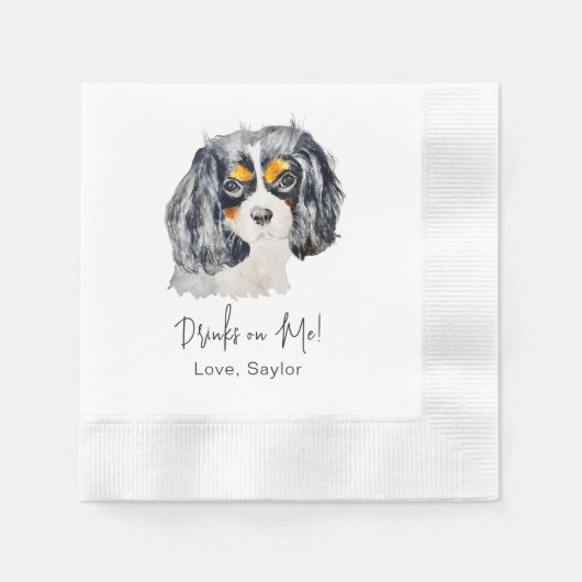 Serviette En Papier Charles Spaniel Chien Boire Sur Moi Personnalisé (Devant)