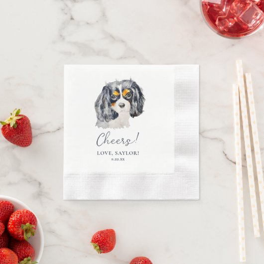 Serviette En Papier Charles Spaniel Chien Salutations personnalisées (En situation)