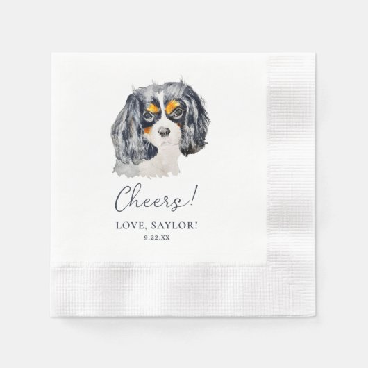 Serviette En Papier Charles Spaniel Chien Salutations personnalisées (Devant)