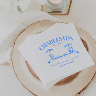 Serviette En Papier Charleston Beach Blue Bachelorte Party