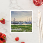 Serviette En Papier Charleston Harbour Boats Sunset (En situation)