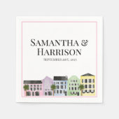Serviette En Papier Charleston Rainbow Row Mariage personnalisé (Devant)
