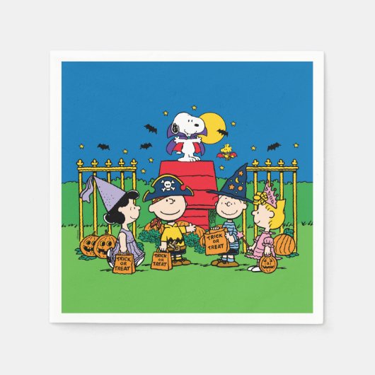 Serviette En Papier Charlie Brown et le parti Gang Halloween (Devant)