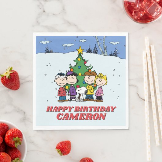 Serviette En Papier Charlie Brown et ses amis Anniversaire d'hiver (En situation)