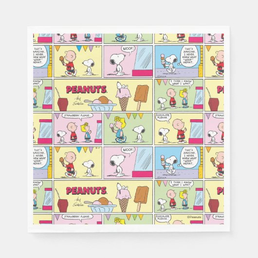 Serviette En Papier Charlie Brown, Snoopy & Sally | Crème glacée (Devant)