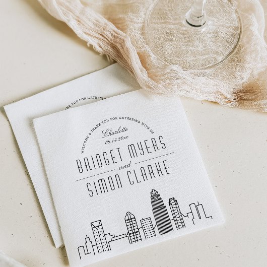 Serviette En Papier Charlotte Deco Skyline | Mariage Événement Napkins