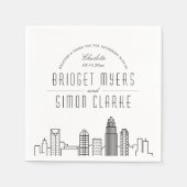 Serviette En Papier Charlotte Deco Skyline | Mariage Événement Napkins (Devant)