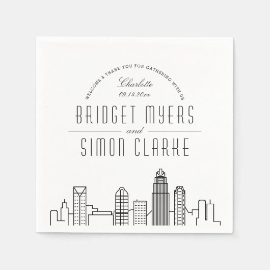 Serviette En Papier Charlotte Deco Skyline | Mariage Événement Napkins (Devant)