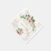 Serviette En Papier Charm Blush Champagne Fleurs Mariage Or (Coin)
