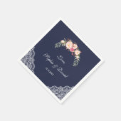 Serviette En Papier Charm Blush rose Fleurs dentelle Mariage Marine (Coin)