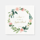 Serviette En Papier Charm Blush White Flowers Mariage de calligraphie (Devant)
