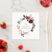 Serviette En Papier Charm Bourgogne Blush Fleurs Mariage de couronne (En situation)