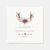 Serviette En Papier Charm Lavender Rose Fleurs Blanches Antlers Mariag (Devant)