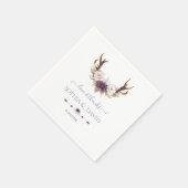 Serviette En Papier Charm Lavender Rose Fleurs Blanches Antlers Mariag (Coin)