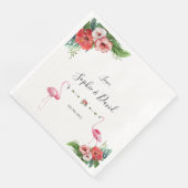 Serviette En Papier Charm Luau Flamant rose Tropical Floral Mariage (Coin)