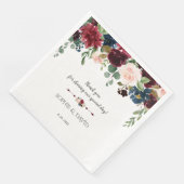 Serviette En Papier Charm Merlot Marine Blue Floral Mariage (Coin)
