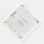 Serviette En Papier Charmant Aquarelle Verdure Mariage Or (Coin)