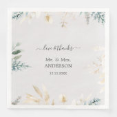 Serviette En Papier Charmant Aquarelle Verdure Mariage Or (Devant)