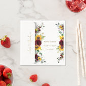 Serviette En Papier Charmant automne Bourgogne Rose Mariage tournesol (En situation)