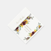 Serviette En Papier Charmant automne Bourgogne Rose Mariage tournesol (Coin)