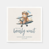 Serviette En Papier Charmant Baby shower Garçon Bleu Teddy (Devant)