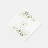 Serviette En Papier Charmant blanc Floral Airal Feuilles Mariage servi (Coin)