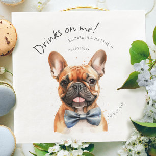 Serviette En Papier Charmant serveur Bouledogue français aquarelle