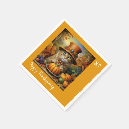 Serviette En Papier Charmant Thanksgiving Chat en déguisement (Coin)