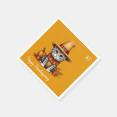 Serviette En Papier Charmant Thanksgiving Chat en déguisement (Coin)