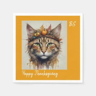 Serviette En Papier Charmant Thanksgiving Chat en déguisement