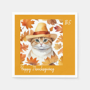 Serviette En Papier Charmant Thanksgiving Chat en déguisement