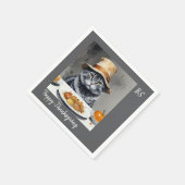 Serviette En Papier Charmant Thanksgiving Chat en déguisement (Coin)