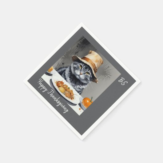 Serviette En Papier Charmant Thanksgiving Chat en déguisement (Coin)