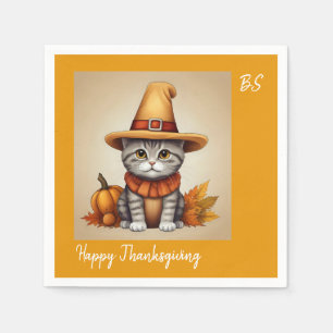 Serviette En Papier Charmant Thanksgiving Chat en déguisement