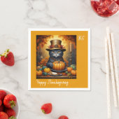 Serviette En Papier Charmant Thanksgiving Chat en déguisement (En situation)