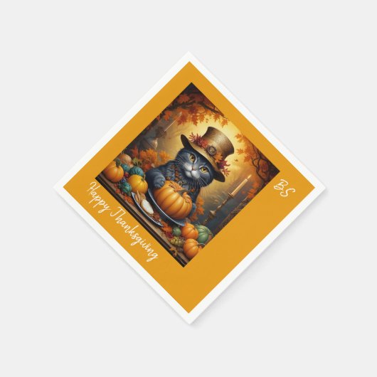 Serviette En Papier Charmant Thanksgiving Chat en déguisement (Coin)