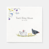 Serviette En Papier Charmante ferme rustique | Poulets et fleurs (Devant)
