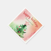 Serviette En Papier Charmante Pine Tree & Red Ornaming Holiday (Coin)