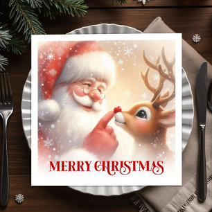 Serviette En Papier Charmants serviettes de Noël avec Père Noël et Rud