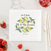Serviette En Papier Charme Aquarelle Citron Mariage tropical (En situation)