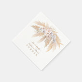 Serviette En Papier Charme Blanc Orchidée Blush Rose Pampas Mariage en (Coin)