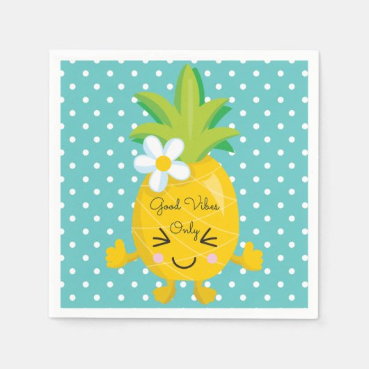 Serviette En Papier Charme d'ananas Good Vibes uniquement Papier Napki (Devant)