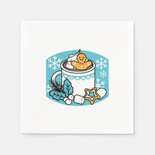 Serviette En Papier Charme d'hiver et cacao chaud - Appels de cacao d'