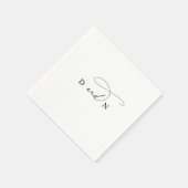 Serviette En Papier Charme élégant Mariage Monogramme noir et blanc (Coin)