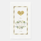 Serviette En Papier Charme Fleurs blanches or Monogramme Mariage (Devant)