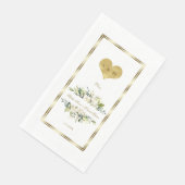 Serviette En Papier Charme Fleurs blanches or Monogramme Mariage (Coin)